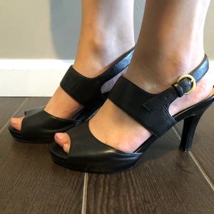 Black Naturalizer Open Toe Heels